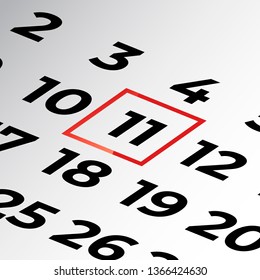eleventh day of the calendar vector, isometric calendar
