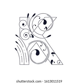 The eleventh letter of the English alphabet is K. Vintage initial letter