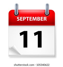 Eleventh September in Calendar icon on white background