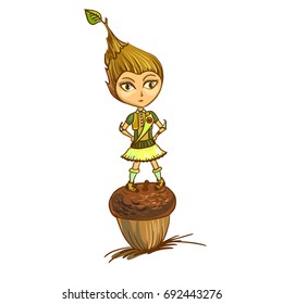Elf and acorn