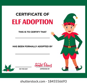 Elf Adoption Certificate for boys and girls