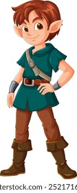 Elf archer in green tunic and brown boots