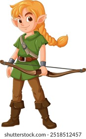 Elf archer holding a bow, ready for action