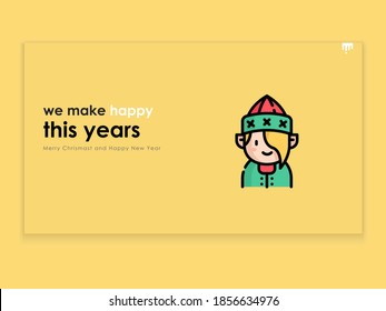 elf avatar on a yellow Christmas greeting card