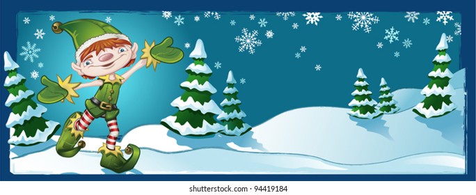 Elf Banner Winter Landscape