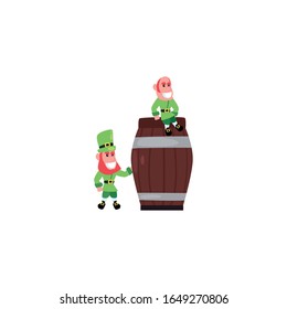 Elf and barrel fill style icon design, Saint patricks day ireland celebration fortune irish natural and lucky theme Vector illustration