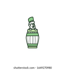 Elf and barrel line style icon design, Saint patricks day ireland celebration fortune irish natural and lucky theme Vector illustration