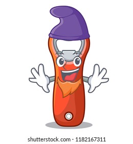 Elf beer bottle opener isolated on cartoon