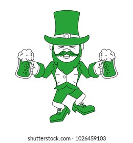 Elf with beer cups cartoon