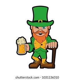 Elf with beer and walking stick