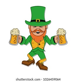 Elf with beers cups cartoon