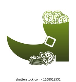 Elf boot with irish coins inside green lines