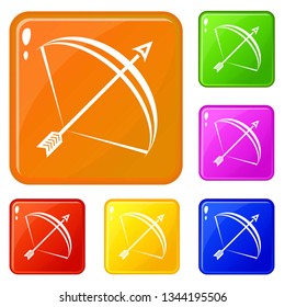 Elf bow icons set collection vector 6 color isolated on white background