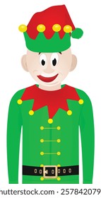 Elf boy in green suit. vector illustration