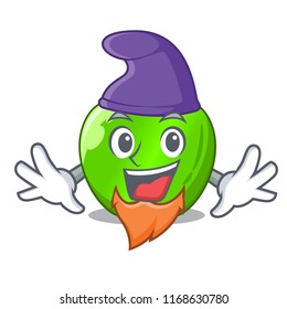 Elf cartoon of big shiny green apple