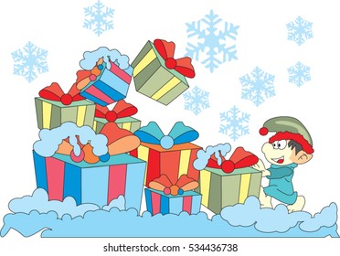 Elf cartoon holiday christmas vector illustration