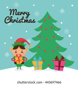 Elf cartoon icon. Merry Christmas. Vector graphic