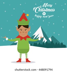 Elf cartoon icon. Merry Christmas design. Vector graphic