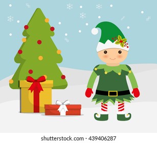 Elf Cartoon Pine Tree Icon Merry Stock Vector (Royalty Free) 439406287 ...