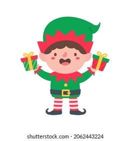 Elf character for decorating Christmas greeting cards.