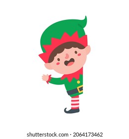 Elf character for decorating Christmas greeting cards.