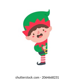 Elf character for decorating Christmas greeting cards.