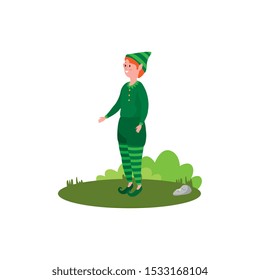elf character fairytale in grass vector illustration design