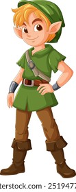 Elf character in green attire, ready for adventure