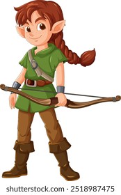 Personaje de elfo sosteniendo un arco, listo para la acción
