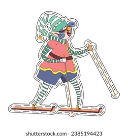 Elf Character for Merry Christmas, Isolated in Retro Cartoon Style