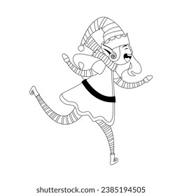 Elf Character for Merry Christmas, Isolated in Retro Cartoon Style