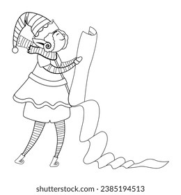 Elf Character for Merry Christmas, Isolated in Retro Cartoon Style