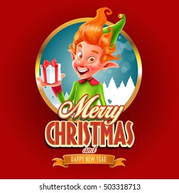 elf christmas banner circle