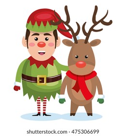 elf christmas character icon vector illustration design