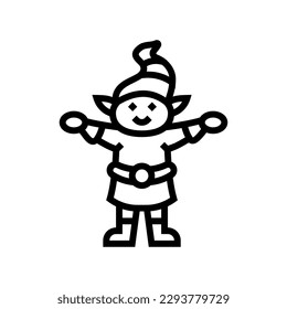 elf christmas cute line icon vector. elf christmas cute sign. isolated contour symbol black illustration