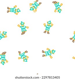 elf christmas cute xmas hat vector seamless pattern thin line illustration