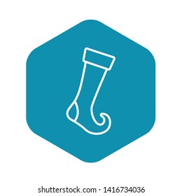 Elf christmas sock icon. Outline elf christmas sock vector icon for web design isolated on black background