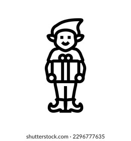 elf christmas xmas line icon vector. elf christmas xmas sign. isolated contour symbol black illustration