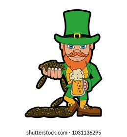 Elf with coins and beer