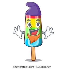 Elf colorful ice cream sticks on cartoon