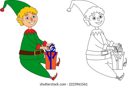 1,209 Christmas Elves Coloring Book Stock Illustrations, Images ...