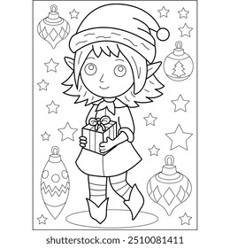 elf coloring book page for kids and adults creative coloring mindful relaxation activity