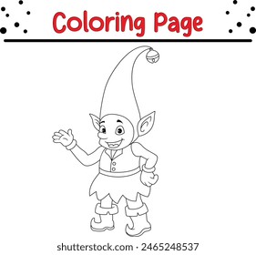 elf coloring page. cute coloring book for kids