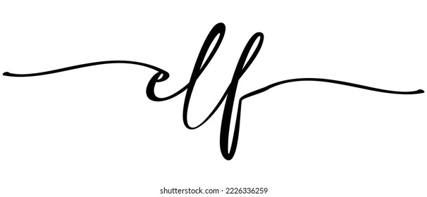 Elf - Continuous one line calligraphy with Single word quotes. Minimalistic handwriting with white background.