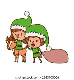 elf couple with reindeer avatar character