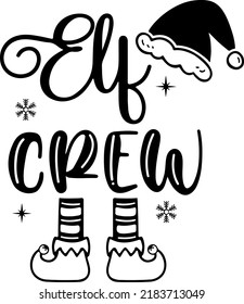 Elf Crew Vector, Funny Christmas, Elf Hat, Elf Squad, Santa, Cut File, Printable, Typography
