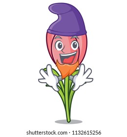 Elf crocus flower character cartoon