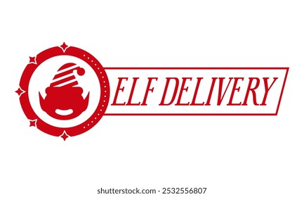 Elflieferung. Weihnachtsstempeldesign. Weihnachtsvorlage für handgemachte Weihnachtsgeschenke. 