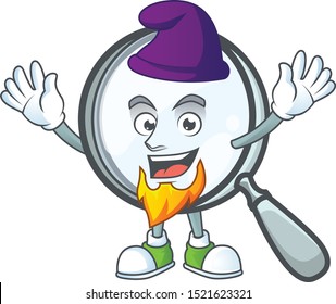 Elf design magnifying glass cartoon character style.
