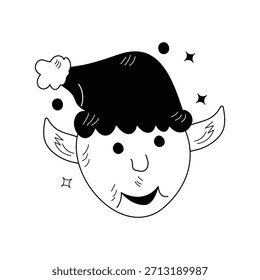 Elf doodle icon with white background vector stock illustration